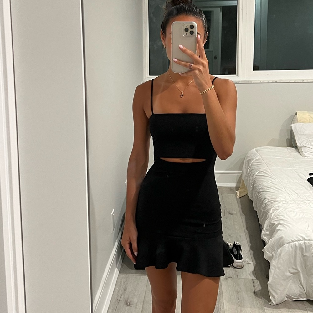 lucy in the sky black mini dress